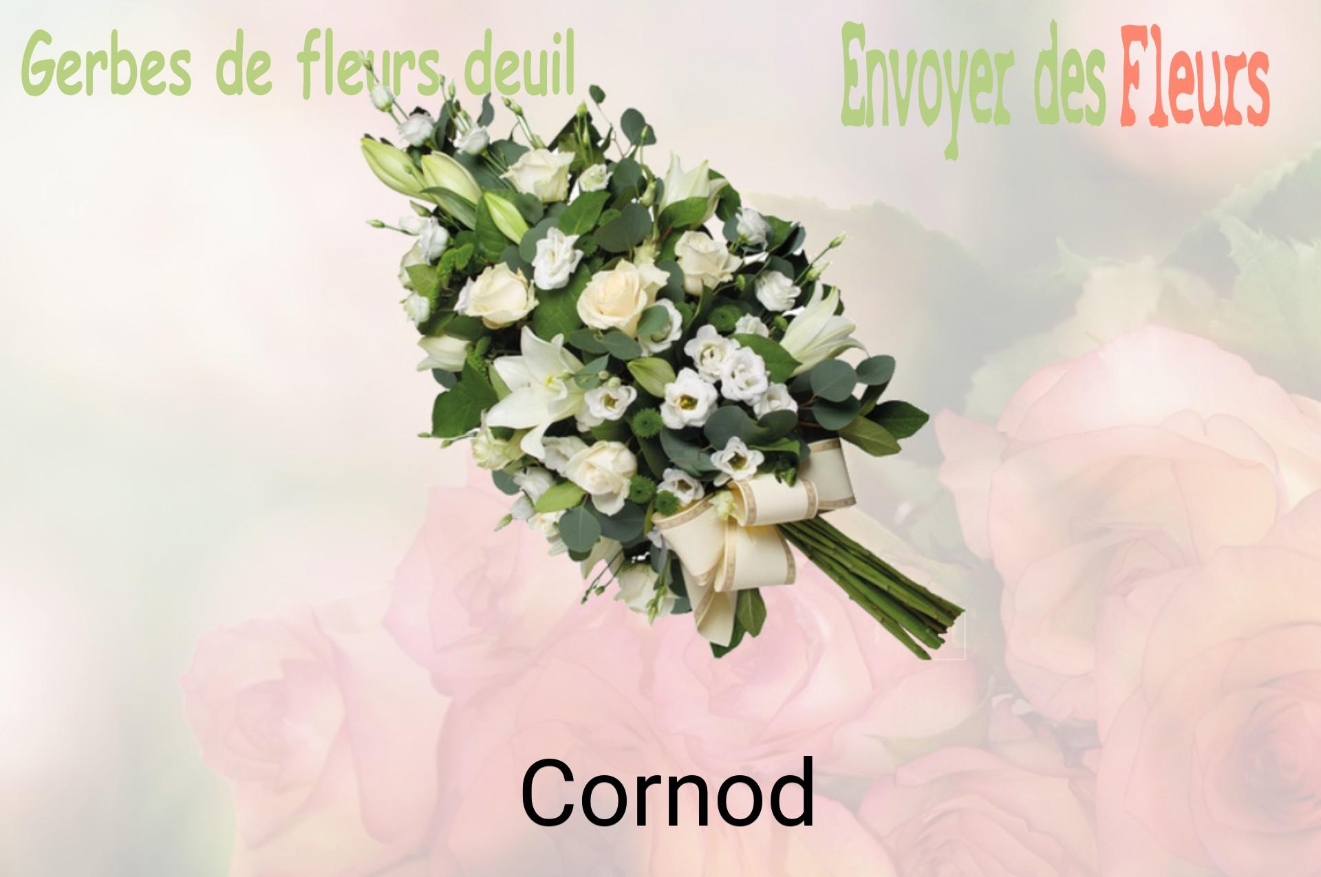 Gerbe de fleurs de deuil livrée à Cornod
